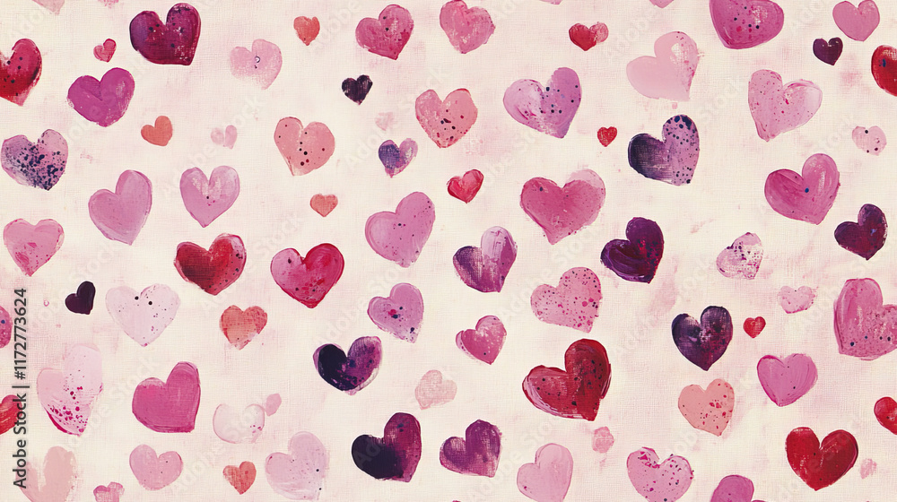 Colorful hearts create vibrant pattern on soft background, evoking joy Colorful hearts create vibrant pattern on soft background, evoking joy