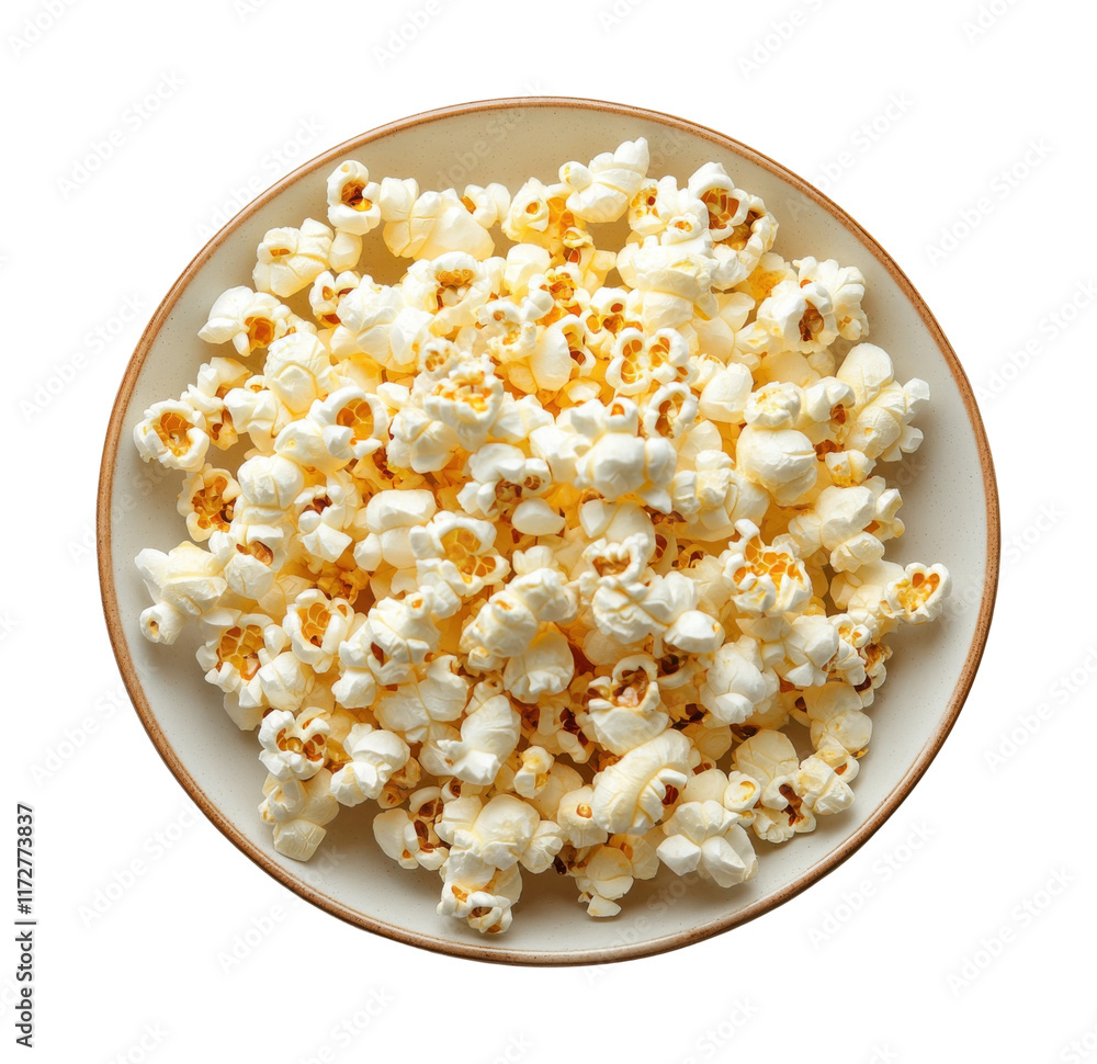 Bowl of freshly popped popcorn with buttery texture, crispy golden snack, movie food, crunchy corn treat, and tasty cinema snack isolated on transparent background Bowl of freshly popped popcorn with buttery texture, crispy golden snack, movie food, crunchy corn treat, and tasty cinema snack isolated on transparent background