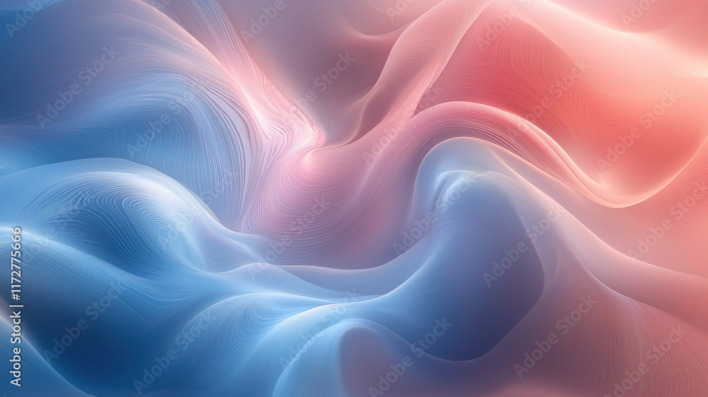 Fototapeta premium Pastel blue and pink swirling smoke abstract background design element