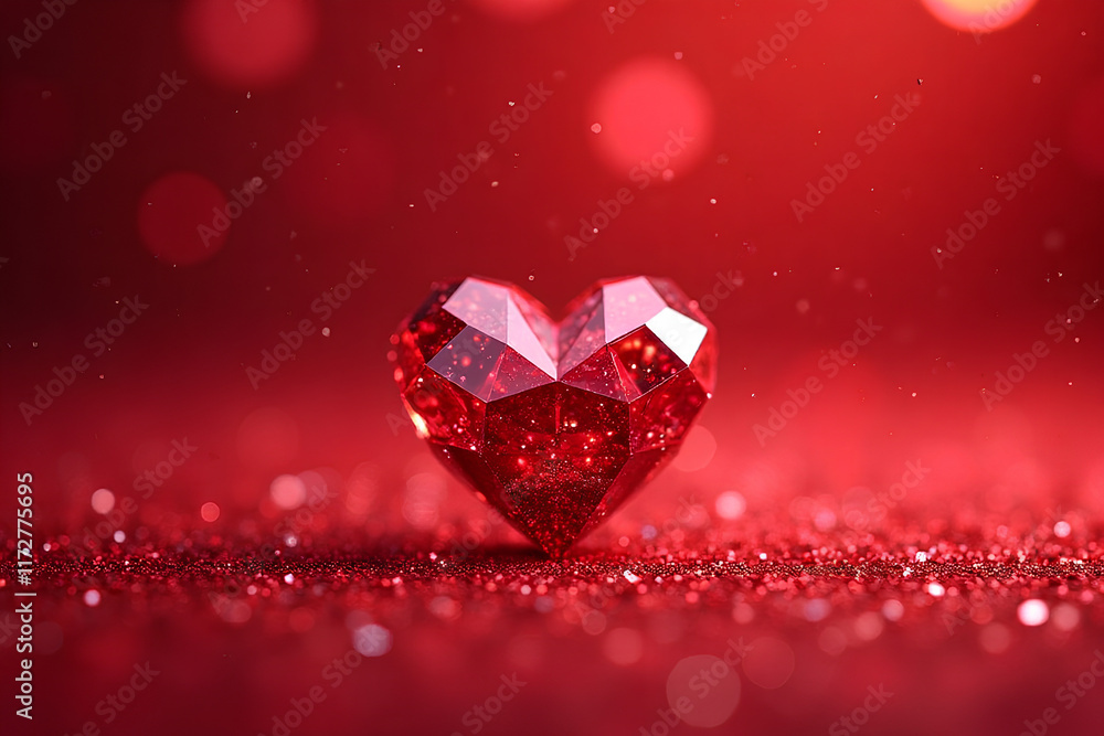 Single red heart among a sea of sparkling red glitter Single red heart among a sea of sparkling red glitter