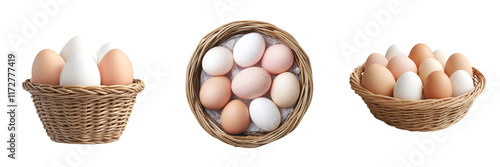 Wallpaper Mural Baskets filled with fresh eggs in various colors and sizes, showcasing natural beauty and abundance Torontodigital.ca