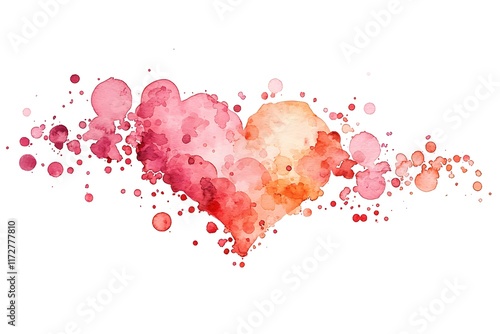 Watercolor Heart Splashes: Romantic Design - Abstract art
