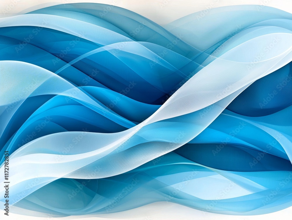 Obraz premium Abstract Blue and White Wave Background Elegant Swirling Design Modern Art Texture