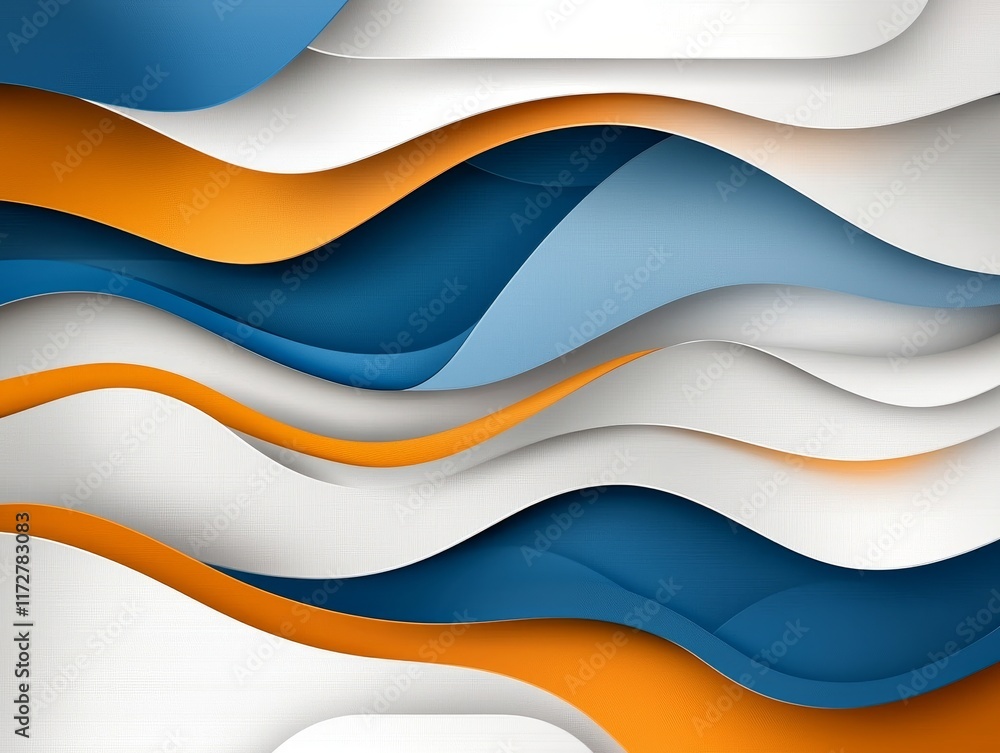 Abstract Blue Orange and White Wave Background Design Modern Layered Paper Style Illustration Abstract Blue Orange and White Wave Background Design Modern Layered Paper Style Illustration