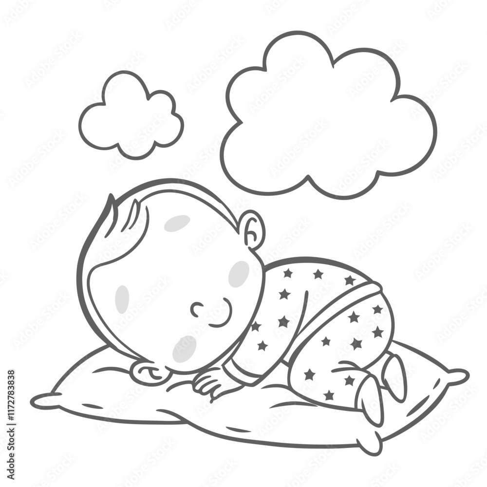 hand drawn illustration of a baby sleeping hand drawn illustration of a baby sleeping