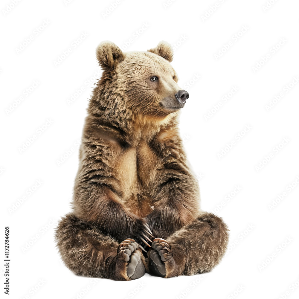 Fototapeta premium furry bear full shot looking at the camera isolated on a white background