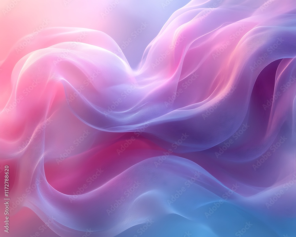 Fototapeta premium Abstract pastel pink and blue flowing fabric.