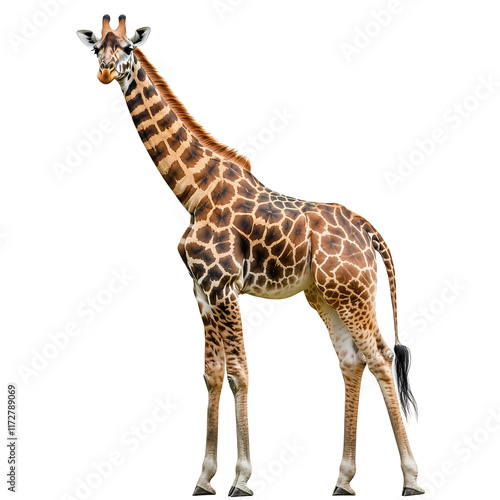 Obraz na płótnie reticulated giraffe full body standing isolated on a white background w salonie
