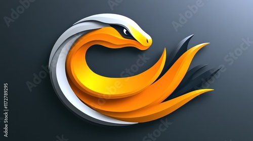 Abstract stylized snake logo design. photo