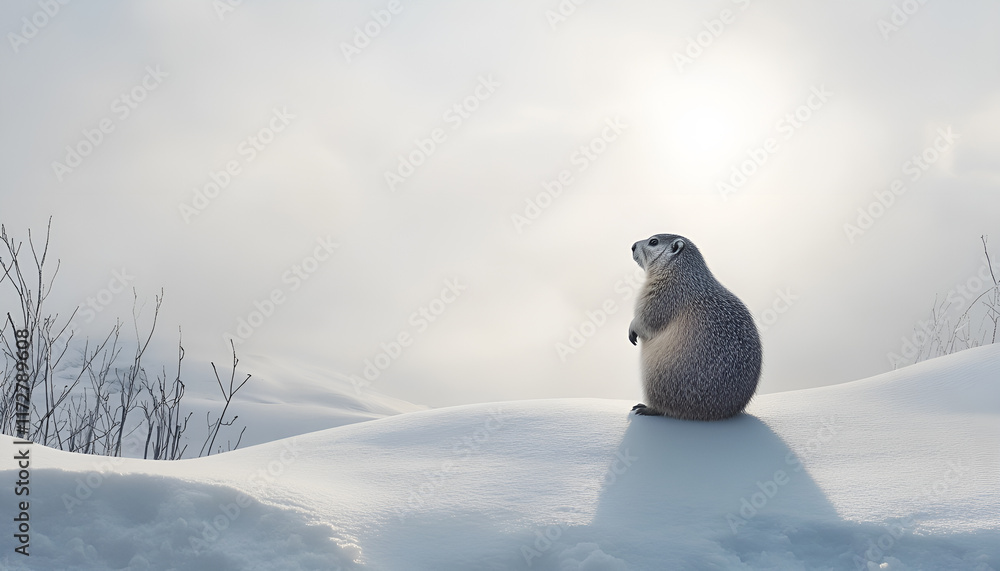 groundhog marmot in snow waiting for spring groundhog marmot in snow waiting for spring