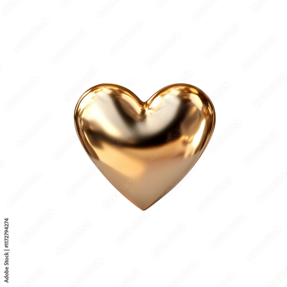 A smooth golden heart shaped object with a metallic finish, showcasing a polished and reflective surface. Isolated on transparent background, png. A smooth golden heart shaped object with a metallic finish, showcasing a polished and reflective surface. Isolated on transparent background, png.