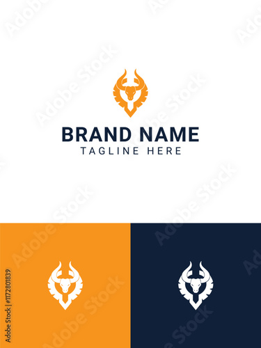 Creative Minimalist Bull Head Logo Design Vector Illustration