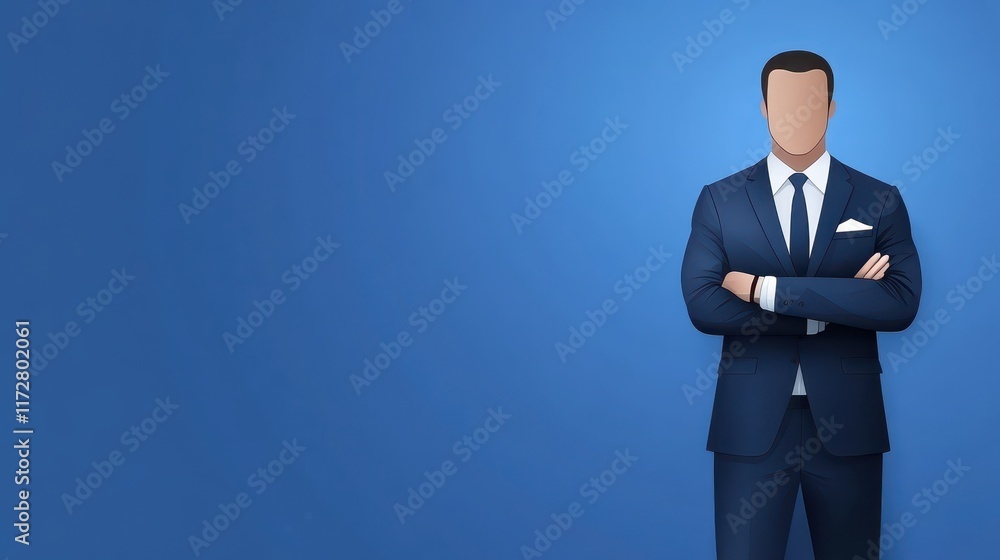 Confident businessman in suit with crossed arms, a portrait of leadership and professionalism in the corporate world Confident businessman in suit with crossed arms, a portrait of leadership and professionalism in the corporate world
