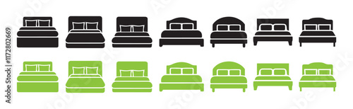 Beds icon collection on white background