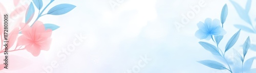 Floral background with blue and pink color gradient. perfect for cards, posters, banners, invitations and various design projects.
