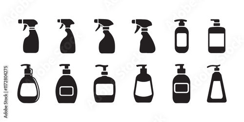 Spray bottle icon collection on white background