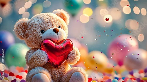 Wallpaper Mural Adorable Teddy Bear with Heart Balloon Torontodigital.ca