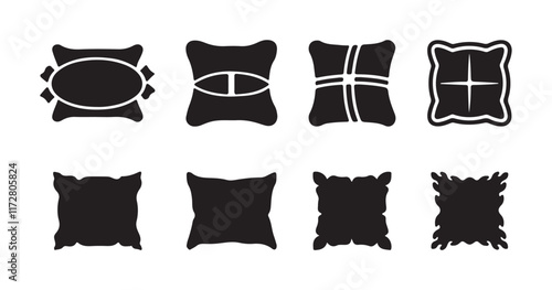 Pillow icon collection on white background