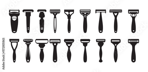 Razor icon collection on white background
