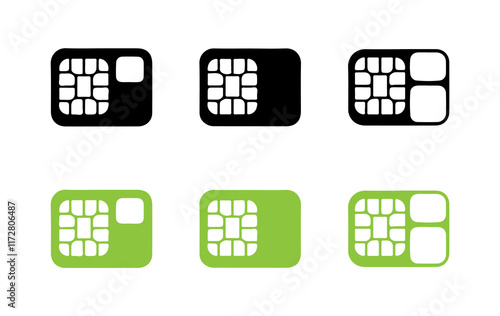 Sim card icon collection on white background