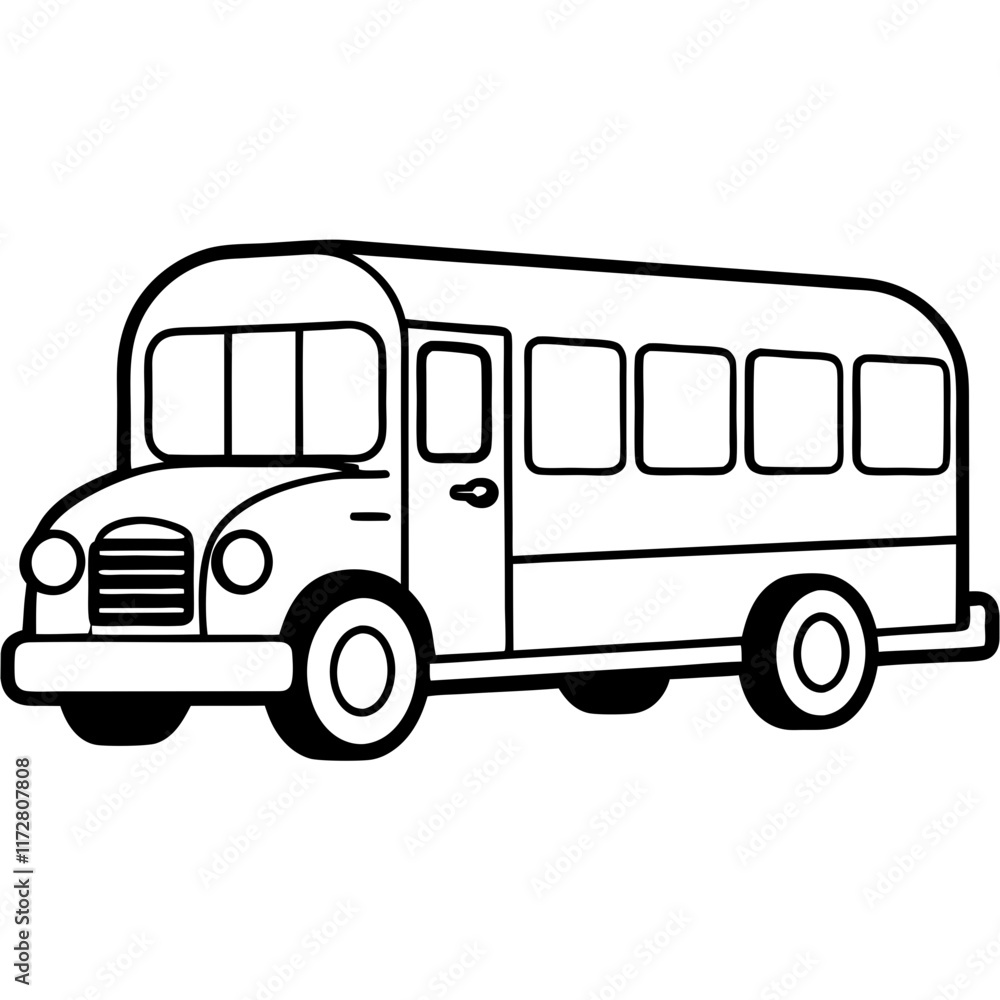 Minimalist School Bus Outline for Vector Art