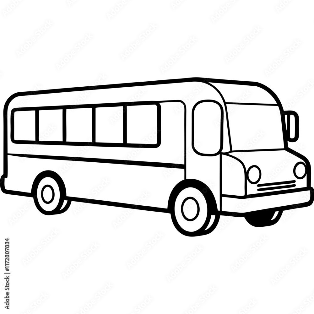 Minimalist School Bus Outline for Vector Art Minimalist School Bus Outline for Vector Art