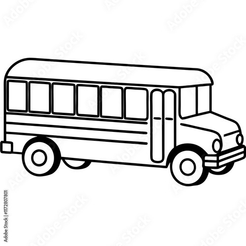 Minimalist School Bus Outline for Vector Art