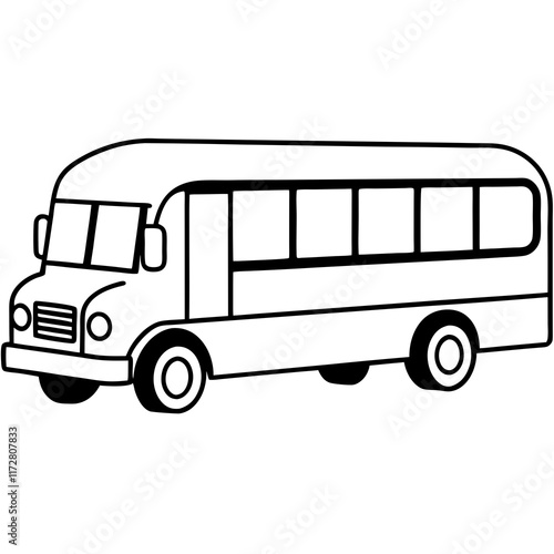 Minimalist School Bus Outline for Vector Art