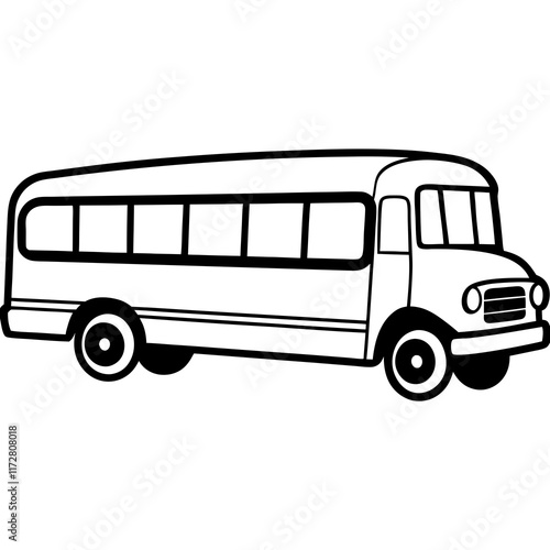 Minimalist School Bus Outline for Vector Art