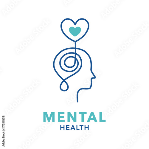Mental health line icon. Psychotherapy symbol concept vector on white background.