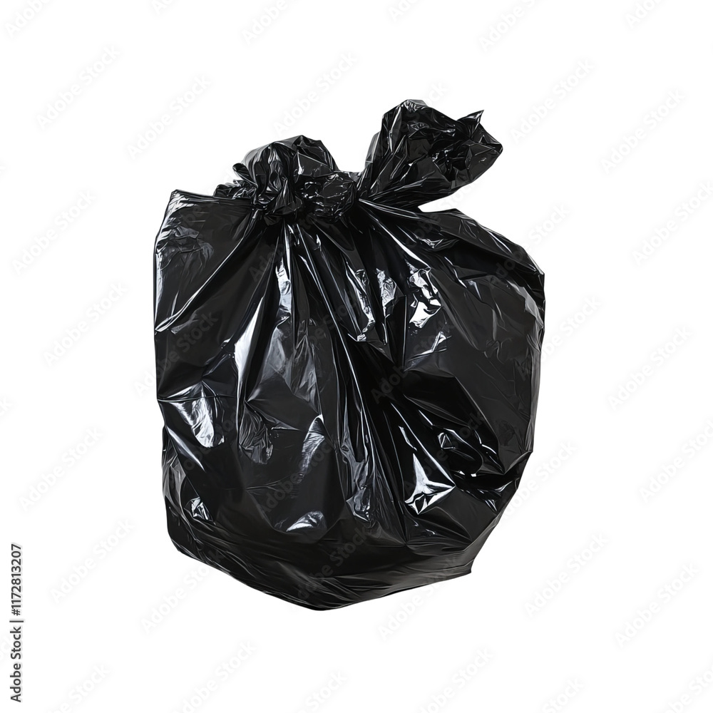 Black Trash Bag: A tightly sealed black trash bag, a stark symbol of waste, disposal, and environmental responsibility, emphasizing its crucial role in maintaining a clean environment. Black Trash Bag: A tightly sealed black trash bag, a stark symbol of waste, disposal, and environmental responsibility, emphasizing its crucial role in maintaining a clean environment.