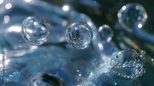 Wallpaper Mural Crystal-clear water bubbles floating in a soft blue background. Torontodigital.ca