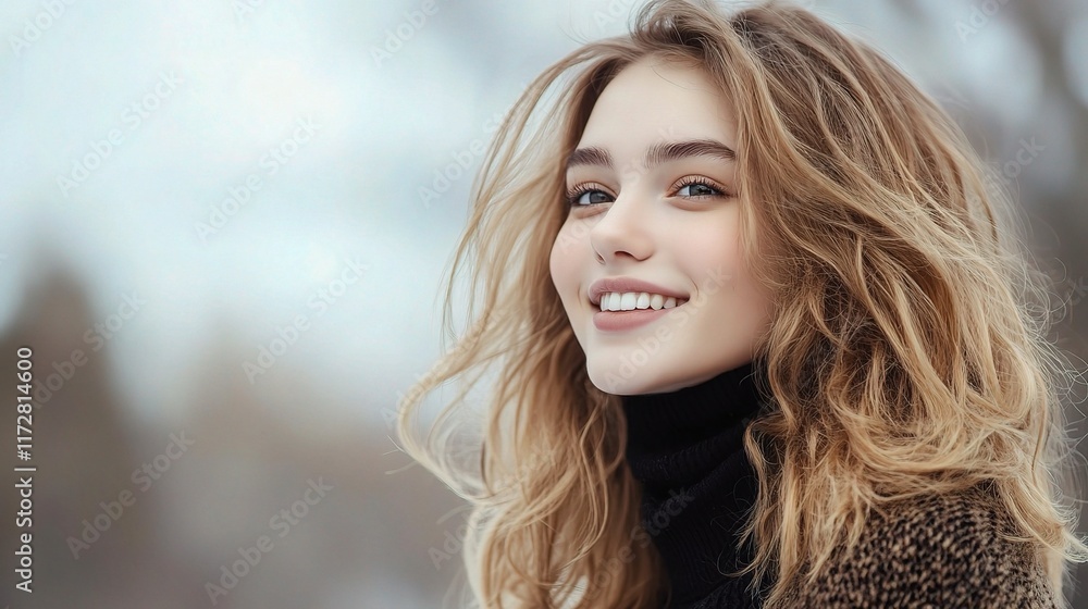 Smiling Young Woman on White Background with Natural Expression Smiling Young Woman on White Background with Natural Expression