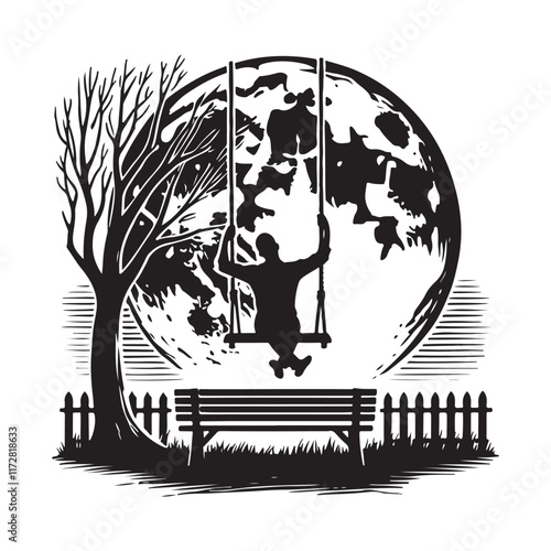 East Coast Swing Silhouette Vector Illustration, Solid White Background.