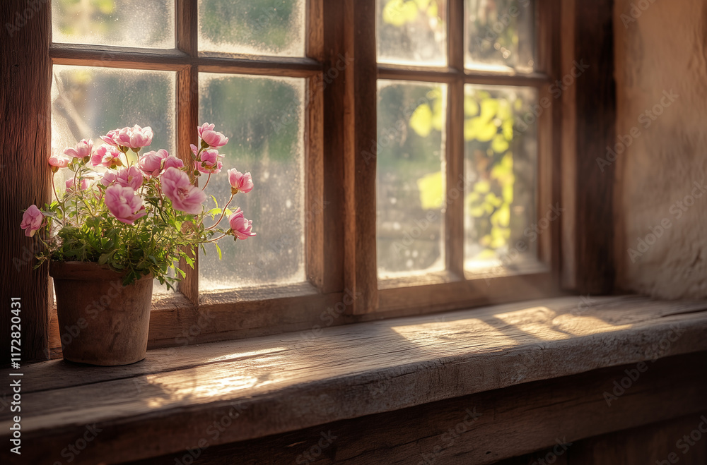 flowers in a window flowers in a window