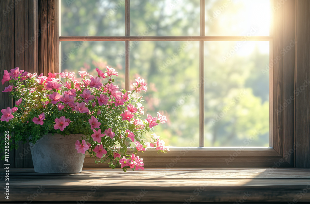 flowers in a window flowers in a window