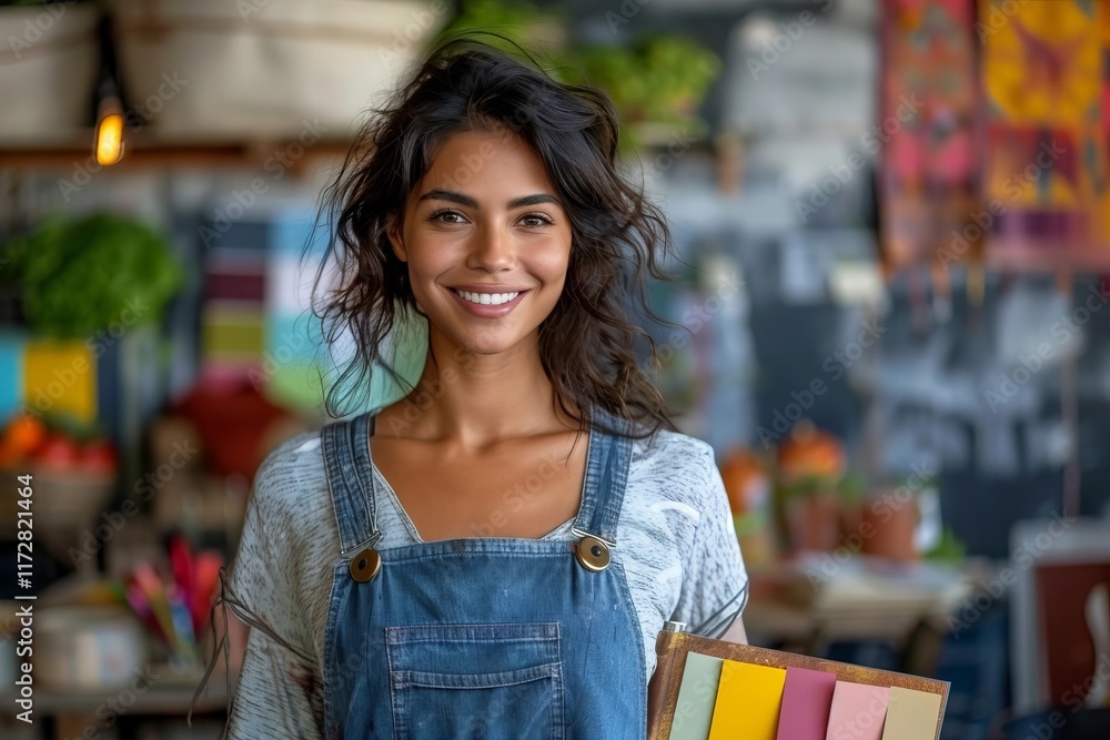 A joyful young woman cradling a memory-filled photo album A joyful young woman cradling a memory-filled photo album