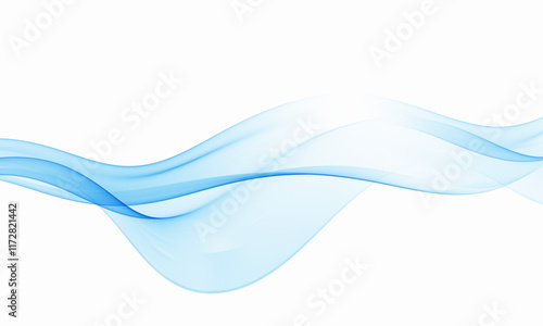 Blue transparent transparent smoky flow abstract wave , design element.
