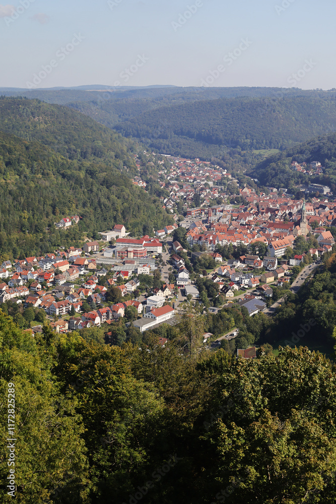 Fototapeta premium The panorama of Bad Urach, Baden Wuerttemberg, Germany