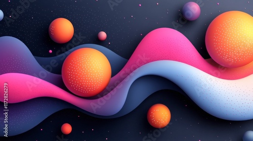 Modern Minimalistic Design Elements Featuring Colorful Shapes and Smooth Waves for Independence Day Concepts