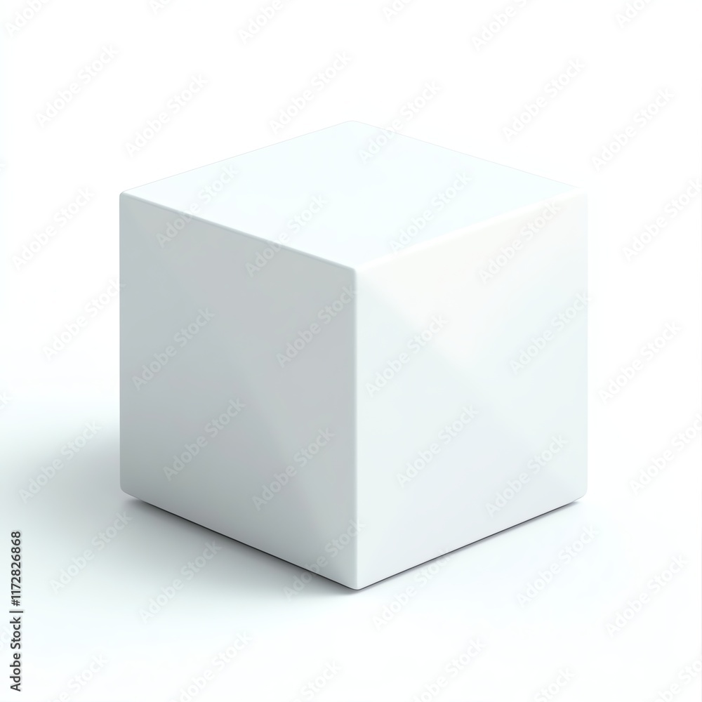 A simple white cube on a white isolated background. A simple white cube on a white isolated background.