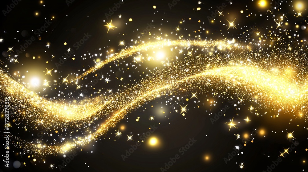 A mesmerizing swirl of golden sparkles and luminous stars, creating a magical and enchanting atmosphere. A mesmerizing swirl of golden sparkles and luminous stars, creating a magical and enchanting atmosphere.