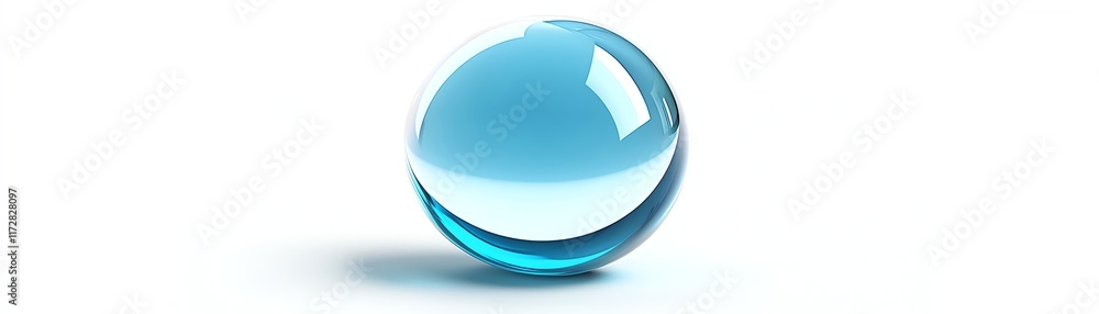 Blue water droplet, white isolated background Blue water droplet, white isolated background
