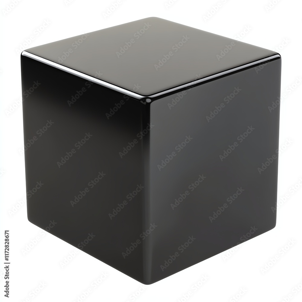 Glossy black cube on white isolated background. Glossy black cube on white isolated background.