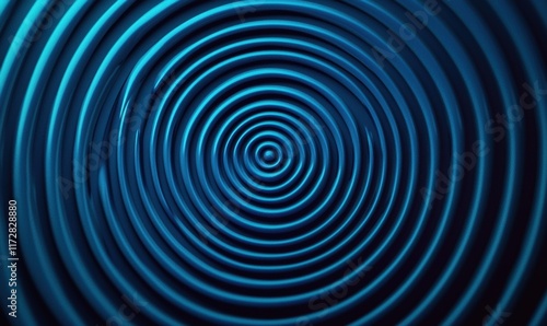 Abstract blue circular wave pattern with concentric ripples and depth