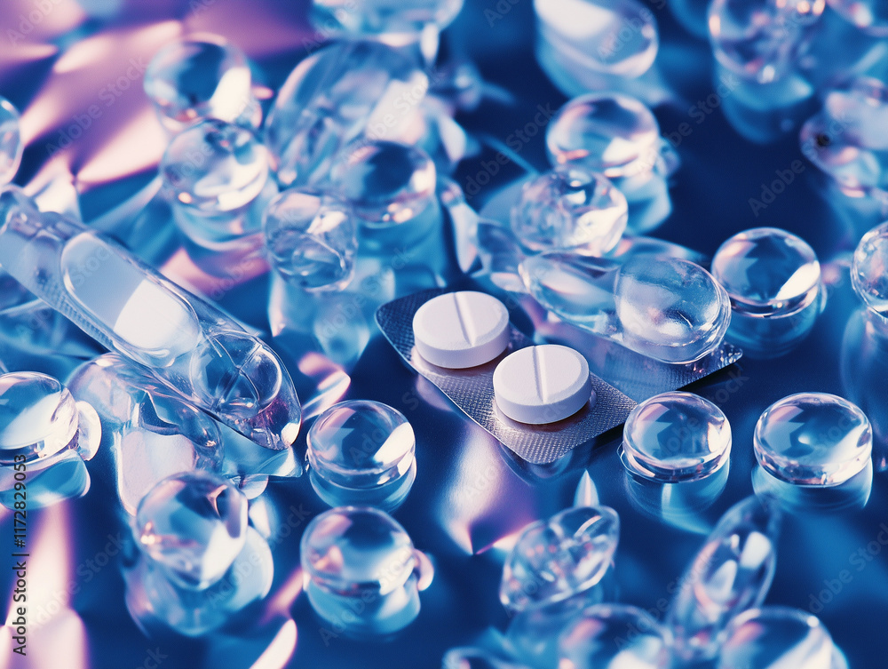 Birth Control Pills Displayed on a Sapphire Background Birth Control Pills Displayed on a Sapphire Background