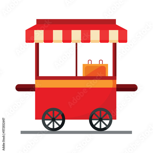Illustration of Red food cart isolated on white