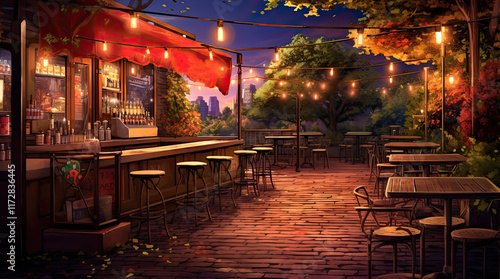 Obraz na płótnie An illustration of a bar w salonie