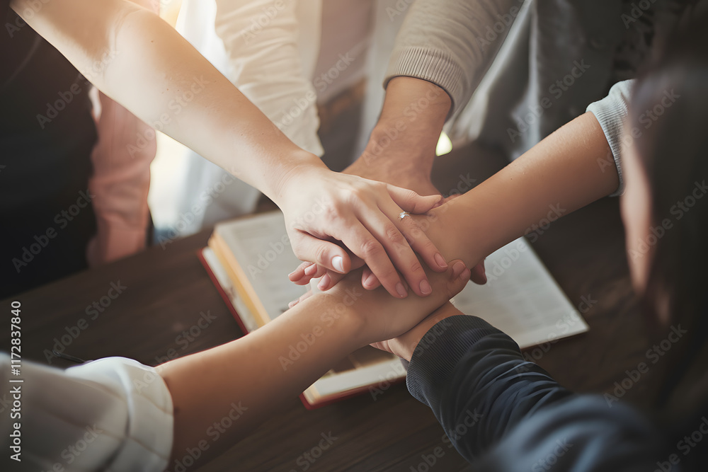 Fototapeta premium United in Faith: Community of Believers Lifting Hearts and Voices in Prayer