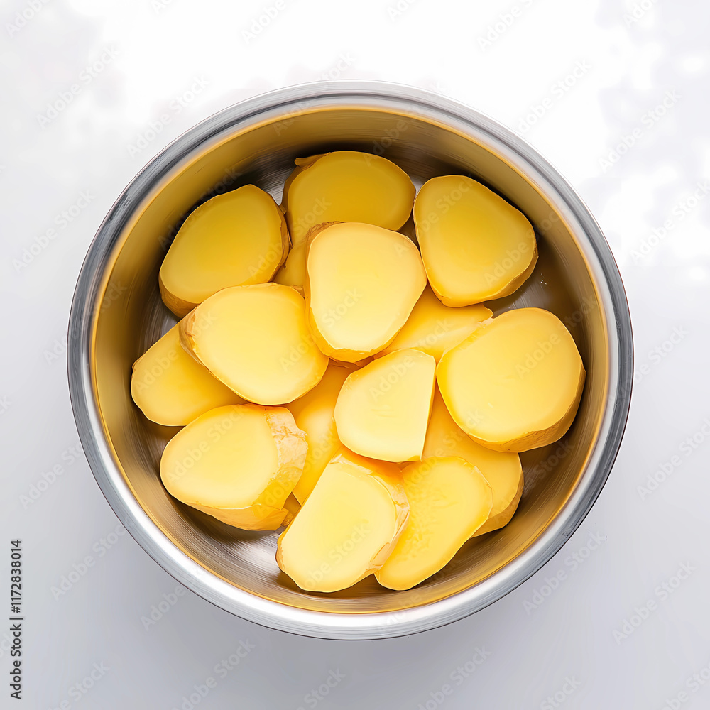 Culinary Detail: Ginger Slices Simmering Delicately in a Pot Culinary Detail: Ginger Slices Simmering Delicately in a Pot